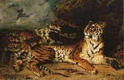 Eugene Delacroix A Young Tiger Playing with its Mother oil painting artist